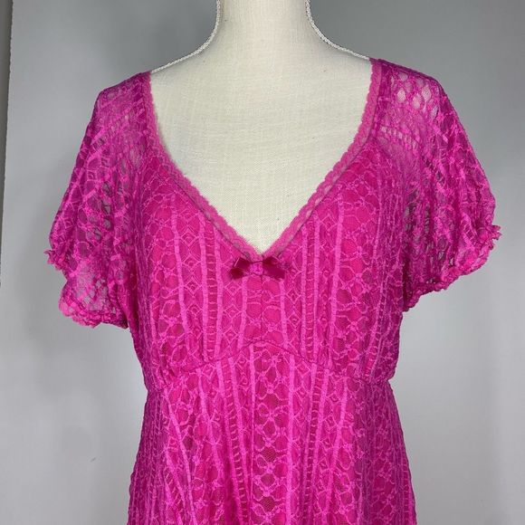 TORRID x BETSEY JOHNSON FIT & FLARE PUFF SLEEVE MINI DRESS - PINK, size 1 - Picture 9 of 17